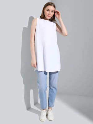 Beyaz Poplin Tunik