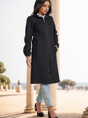 Koyu Lacivert Kapüşonlu Fermuarlı Kot Kap Koyu Lacivert Kapüşonlu Fermuarlı Kot Kap