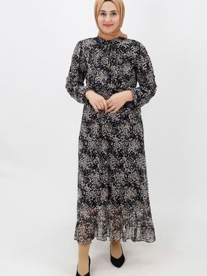 Siyah Puantiye Desenli Şifon Elbise Siyah Puantiye Desenli Şifon Elbise