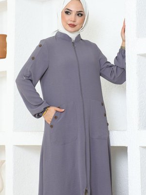 Kadın Torba Cepli Düğme Detaylı Aerobin Tesettür Kap