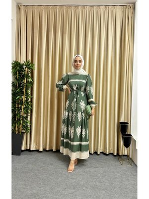 Boydan Büzgülü Viskon Elbise