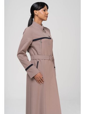 Vizon Hakim Yaka Garnili Punto Ve Aksesuar Detaylı Astarlı Pardesü