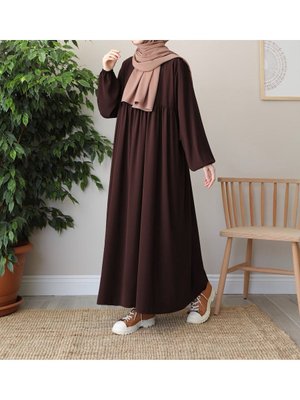 Robalı Elbise Kahve Robalı Elbise Kahve