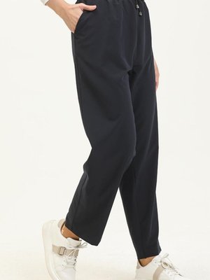 Koyu Lacivert Beli Lastikli Cepli Keten Pantolon Koyu Lacivert Beli Lastikli Cepli Keten Pantolon