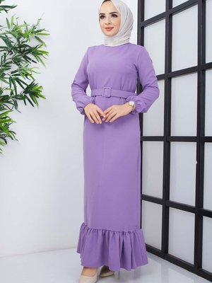 Lila Gülce Krep Elbise