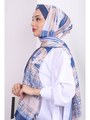 Koyu Lacivert Akel Desenli Pamuk Şal Koyu Lacivert Akel Desenli Pamuk Şal