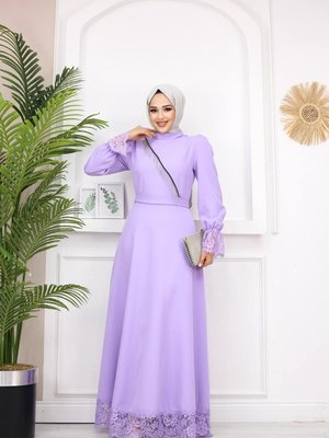 Lila Mercan Abiye Elbise