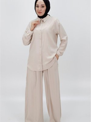 Bej Jessıca Kumaş Çizgili İkili Takım Bej Jessıca Kumaş Çizgili İkili Takım