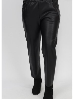 Siyah Beli Lastikli Cepli Suni Deri Pantolon