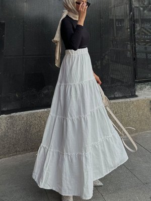 Ekru Basic Pileli Uzun Etek Ekru Basic Pileli Uzun Etek