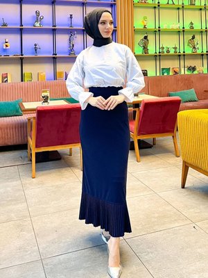 Boy(99 Cm) Kalem Fırfır Piliseli Etek Lacivert (38 Beden Aralıkları) Farklı Renk Boy(99 Cm) Kalem Fırfır Piliseli Etek Lacivert (38 Beden Aralıkları) Farklı Renk