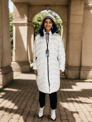 Krem Kürklü Şişme Mont