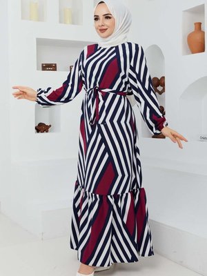 Bordo Kristal Elbise