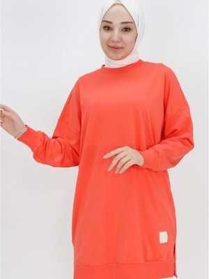 Somon İki İp Kumaş Basic Tunik Sweatshirt