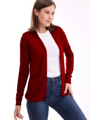 Bekletme Desenli Etek Baslamalı Önü Açık Klasik Penye Hırka Bekletme Desenli Etek Baslamalı Önü Açık Klasik Penye Hırka