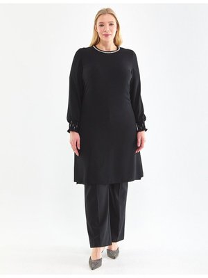 Kol Uçları Büzgülü Şık Tunik Siyah