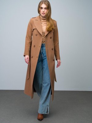 Pelerin Ve Apolet Detaylı Kruvaze Uzun Kaban Taba