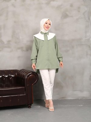 Yeşil Denizci Yaka Tunik