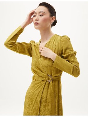 Metal Toka Detaylı Şık Elbise Haki