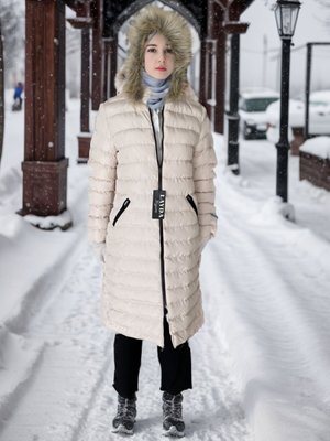 Krem Kapuşonlu Şişme Mont Krem Kapuşonlu Şişme Mont