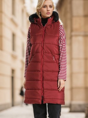 Bordo Kapüşonlu Kapitone Yelek Bordo Kapüşonlu Kapitone Yelek