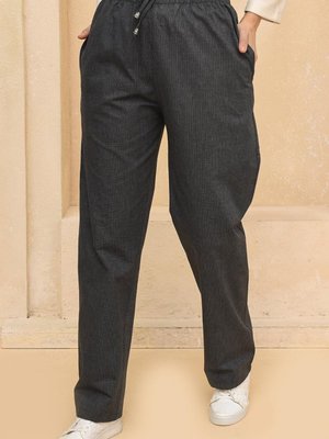 Lacivert Beli Lastikli Kot Pantolon Lacivert Beli Lastikli Kot Pantolon