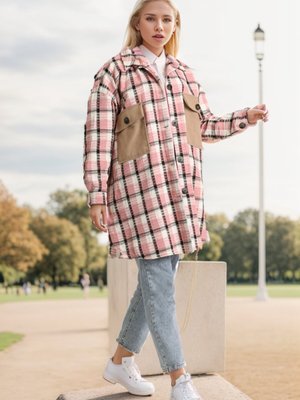 Gül Kurusu Ekose Desenli Kalın Oduncu Kaban Gül Kurusu Ekose Desenli Kalın Oduncu Kaban