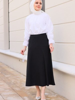 Siyah Kiloş Uzun Etek Siyah Kiloş Uzun Etek