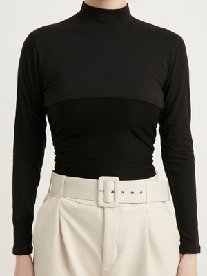 Large ) Uzun Kollu Balıkçı Yaka Pamuk Yarım Body Siyah ( Small Medium Large ) Uzun Kollu Balıkçı Yaka Pamuk Yarım Body Siyah ( Small Medium