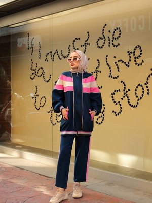 Eşofman Fermuarlı İkili Takımı Lacivert