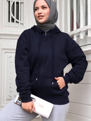 Aysen Kapüşonlu Hırka Lacivert Aysen Kapüşonlu Hırka Lacivert