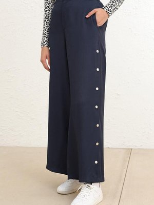 Lacivert Cepli Bol Paça Pantolon Lacivert Cepli Bol Paça Pantolon