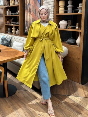 Misha Krep Trenç Yağ Yeşili Misha Krep Trenç Yağ Yeşili