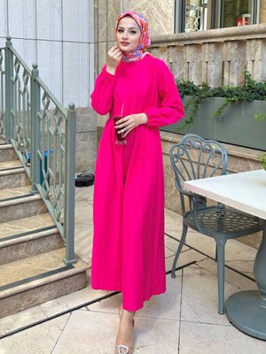 Beli Lastikli Tulum Fuşya Beli Lastikli Tulum Fuşya