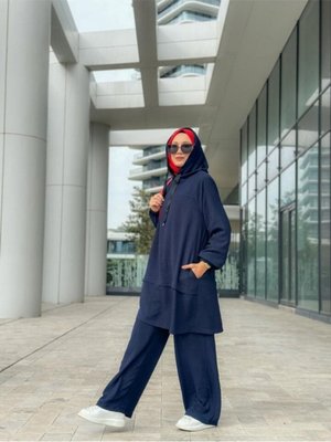 Kapüşonlu Ikon Takım Lacivert Model