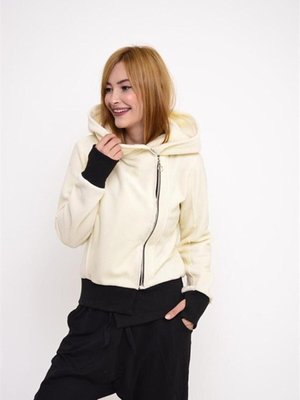 Krem Özel Tasarım Şık Yandan Fermuarlı Polar