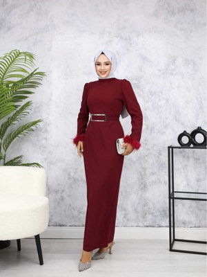 Bordo Rabia Abiye Elbise Bordo Rabia Abiye Elbise