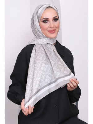 Gri Akel Desenli Alfa Silk Şal Gri Akel Desenli Alfa Silk Şal