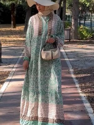 Yeşil Oversize Yazlık Viskon Elbise