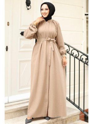 Vizon Gizli Fermuarlı Kuşaklı Ferace