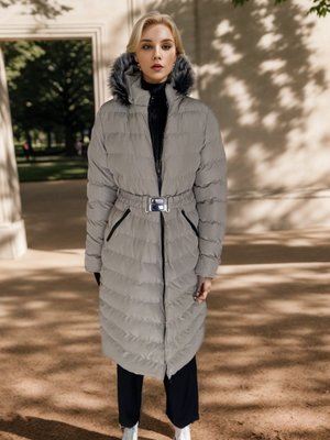 Bej Kürk Kapüşonlu Kemerli Şişme Koyu Mont Bej Kürk Kapüşonlu Kemerli Şişme Koyu Mont