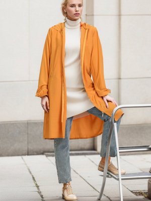 Safran Kapüşonlu Viskon Kap Safran Kapüşonlu Viskon Kap