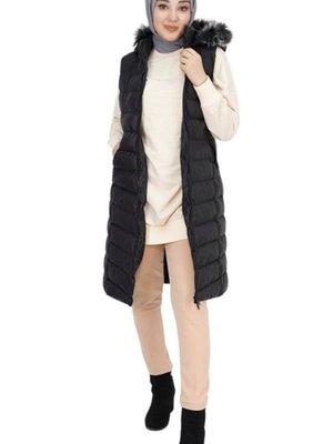 Siyah Cep Fermuarlı Dolum Büyük Beden Şişme Yelek Siyah Cep Fermuarlı Dolum Büyük Beden Şişme Yelek