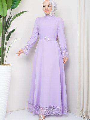 Lila Çitlembik Abiye Elbise