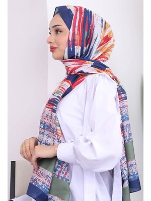 Lacivert Akel Desenli Pamuk Şal Lacivert Akel Desenli Pamuk Şal