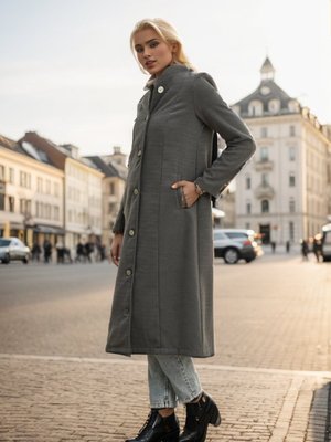 Antrasit Hermes Kaşe Düğmeli Kaban Antrasit Hermes Kaşe Düğmeli Kaban