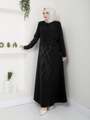 Hülya Kadın Yeni Sezon Yandan Bağlamalı Taşlı Abiye Ferace Hülya Kadın Yeni Sezon Yandan Bağlamalı Taşlı Abiye Ferace