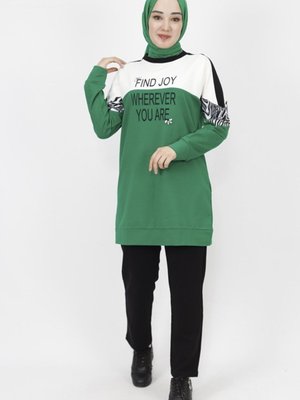 Yeşil İp Kumaş Yazı Ve Taş Detaylı İkili Takım Yeşil İp Kumaş Yazı Ve Taş Detaylı İkili Takım