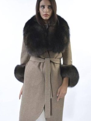 Açık Kahve Hakiki Deri Kürk Mont