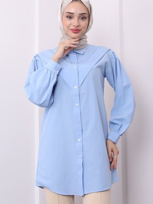 Mavi Ön Katlı Tunik Mavi Ön Katlı Tunik